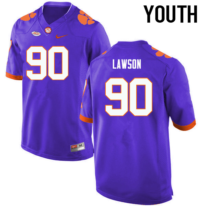 Youth Clemson Tigers #90 Shaq Lawson College Football Jerseys-Purple - Click Image to Close